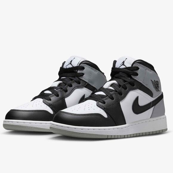 Nike Other - Air Jordan 1 Mid Older Boys Sneakers Boys 4.5Y White Gray Leather Athletic Logo
